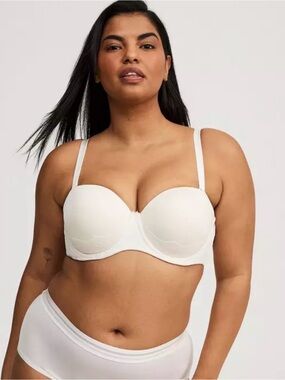 Torrid Curve Push-Up‎ Strapless Bra 42DDD Cloud Dancer White Lace 14316112 NEW